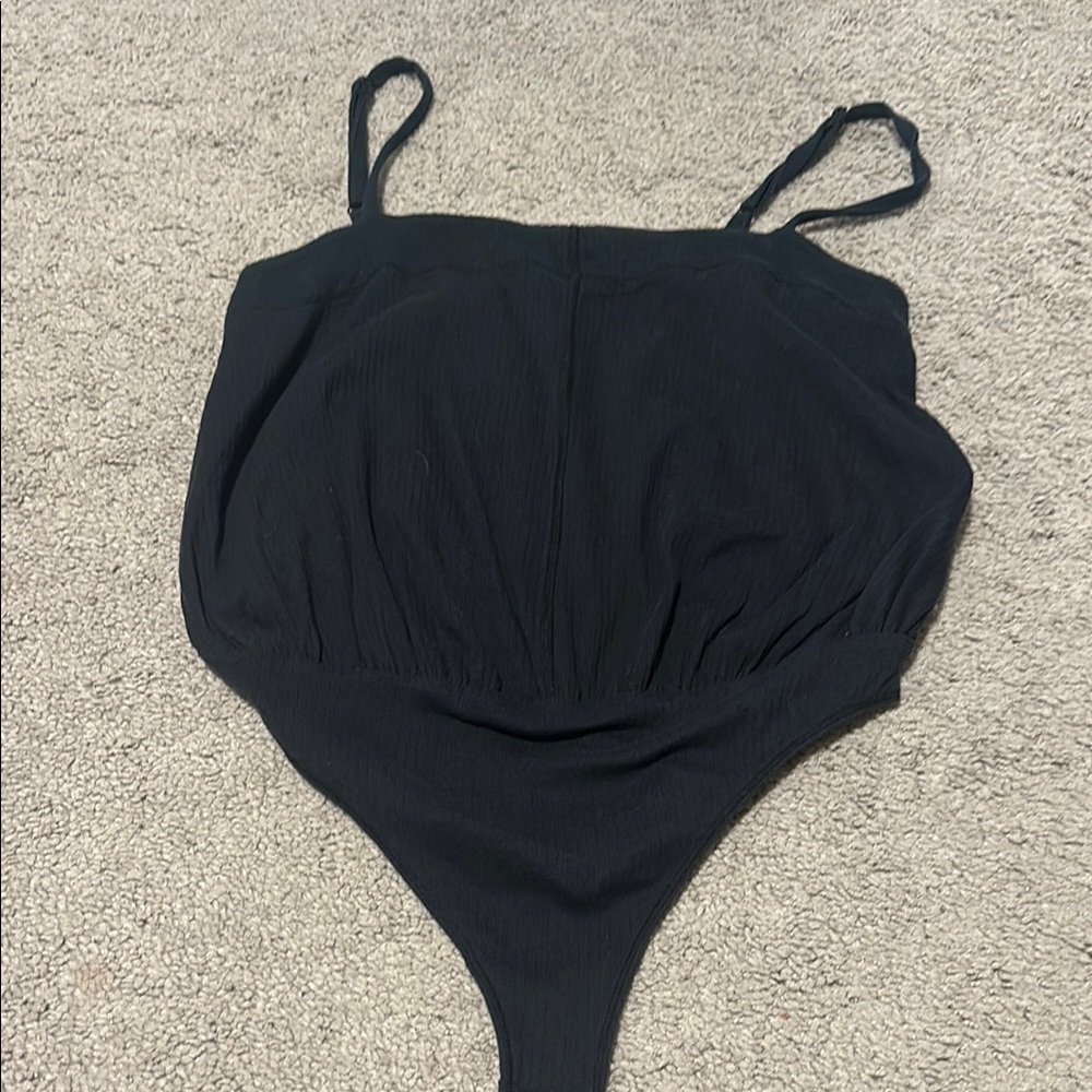 Black Ribbed Bodysuit